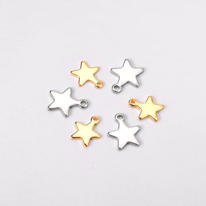ASON 100 Pcs/Lot Star Charms 316L Stainless Steel Stars Pendant Gold Silver Color With Holes For DIY Jewelry Making Supplies