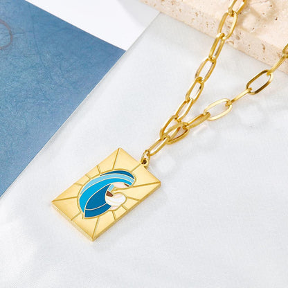 Purple Collier Blue Pattern Jewelry Link Chain Necklace For Woman Designer Charms 2022 New Aesthetic Girls Colliers