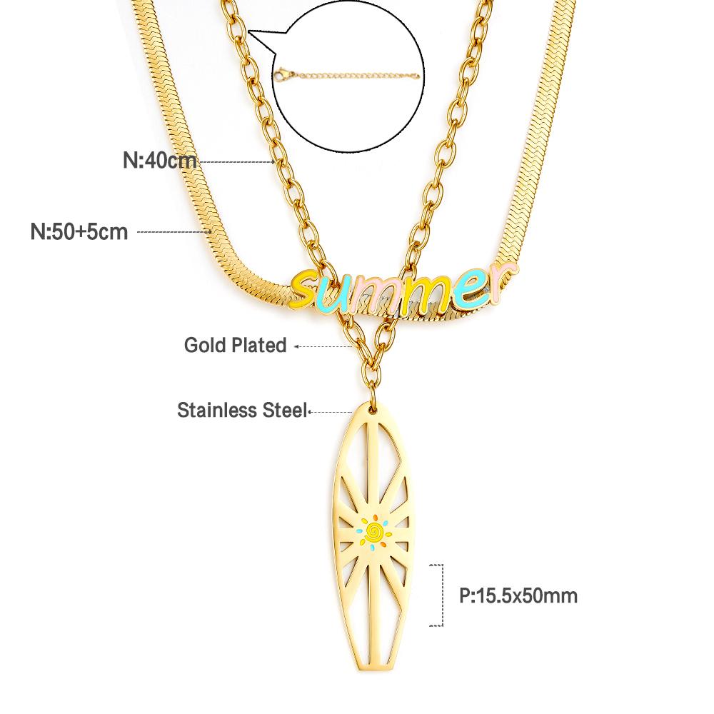 Flat Snake Chain 18K Gold Plated Color Double Layer Necklaces Summer Jewelry For Woman Pendients Design Collier