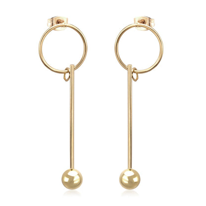 ASON Long Line Link Chain Imitation Pearl Dangle Earrings for Women Gold Color Cross Earrings Female Bijoux Pendientes