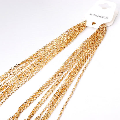 ASON 10pcs/Lots Long Necklace Women Collar 2MM Gold Black Rose Silver Color Stainless Steel Box Chains Necklaces Wholesale