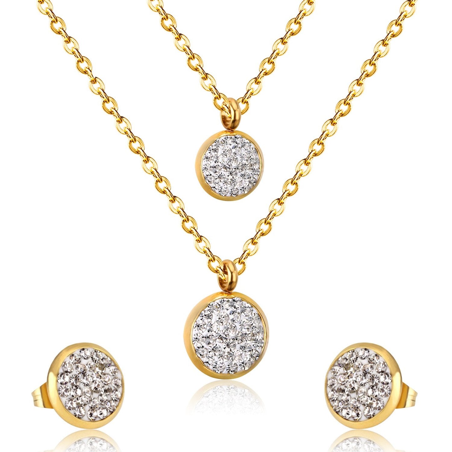 Fashion Cubic Zirconia Pendant Necklace Earrings Set For Woman Bride Wedding Jewelry Accessories pendientes bijoux
