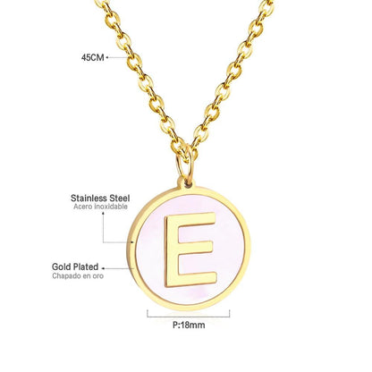 Stainless Steel Round Initial Pendant Necklace Gold Color 26 A-Z Letter Necklaces For Female Party Friend Wholesale