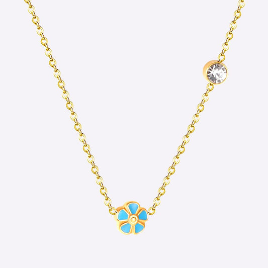 Korean Fashion Peach Blossom Stainless Steel Pendant Necklace For Women Office Chain Necklace Jewelry bijoux femme