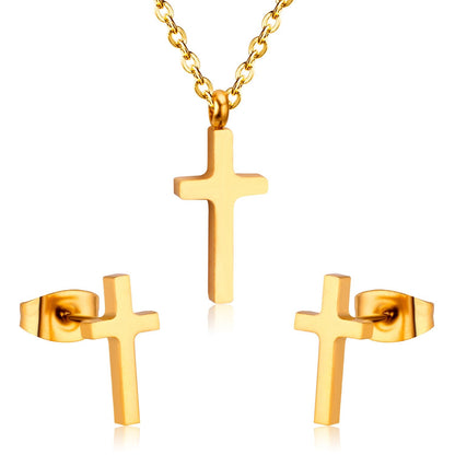 Hot Sale Jewelry Cross Pendant Necklace Earring Sets For Men/Boss Gift Made By Stainless Steel