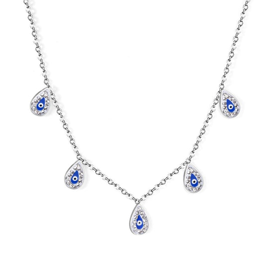 Luxury Stone Evil Eyes Blue Charms Necklaces For Party Wedding Jewelry Elegant Ladies Colar bijoux femme Gifts Emo