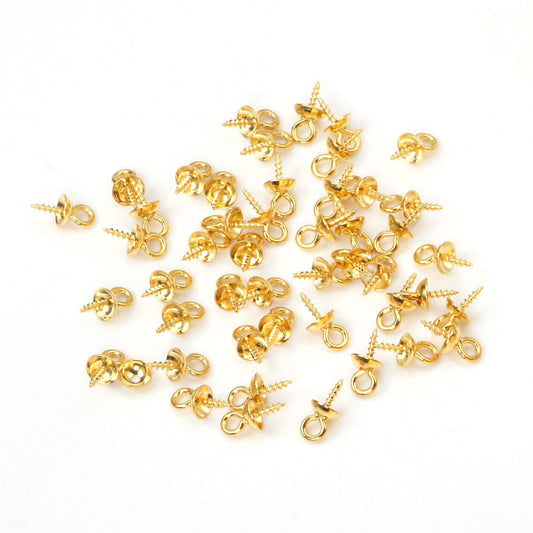 ASON 100pcs/lot Gold/Silver Color Stainless Steel Screw Eye Pin Pearl Pendant Charms Connector for DIY Jewelry Making