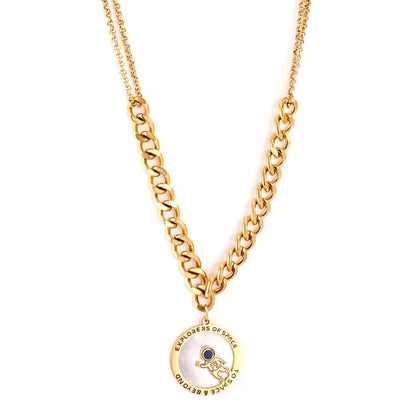 Thick Cubic Chain Mix Chains Brand Design Astronaut Pendant Necklace For Woman Boy Jewelry For Uniqu Birthday Gifts