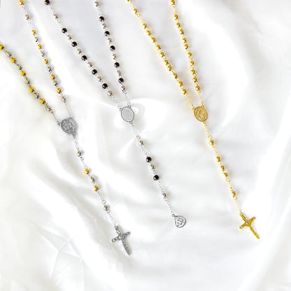 Wholesale Ason Long Scapular Catholic Rosaries Beads Christian Cross Pendant Necklaces Stainless Steel for Women Men Jewelry Chokers