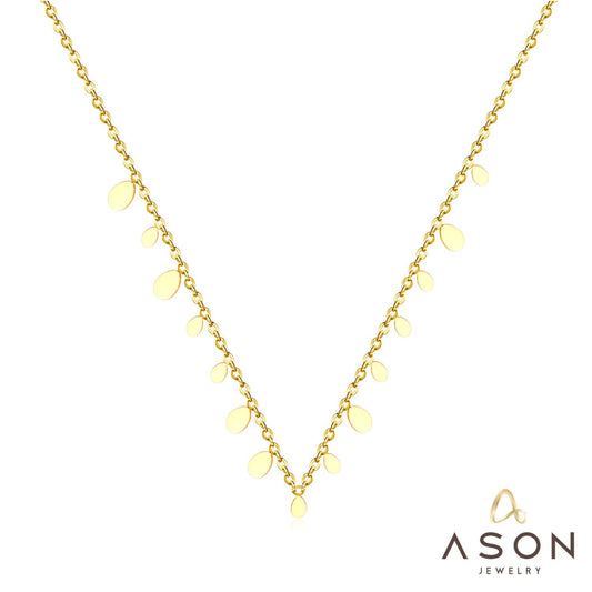 ASON New Stainless Steel Water Drop Shape Pendant Collier Bijoux Gold Color Choker Necklace Accessories Friend Gift Jewelry
