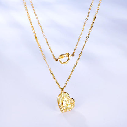 Stainless Steel Necklace For Women Romantic Style Gold Color Heart Pendant Necklace Wedding Layer Jewelry Party Gift
