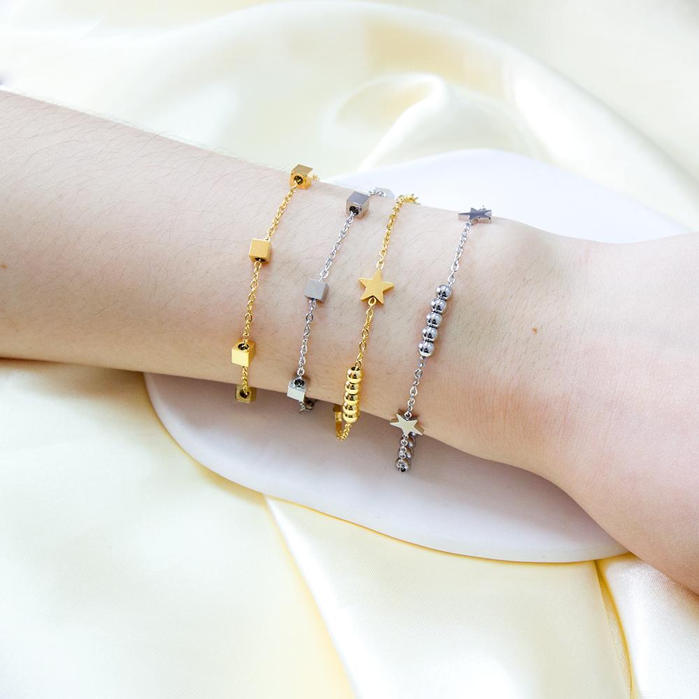 Boho Classic Woman's Bracelets Beads Chains Wrist Jewerly For Woman Simple Design Gold Plated Star Charms My Orders