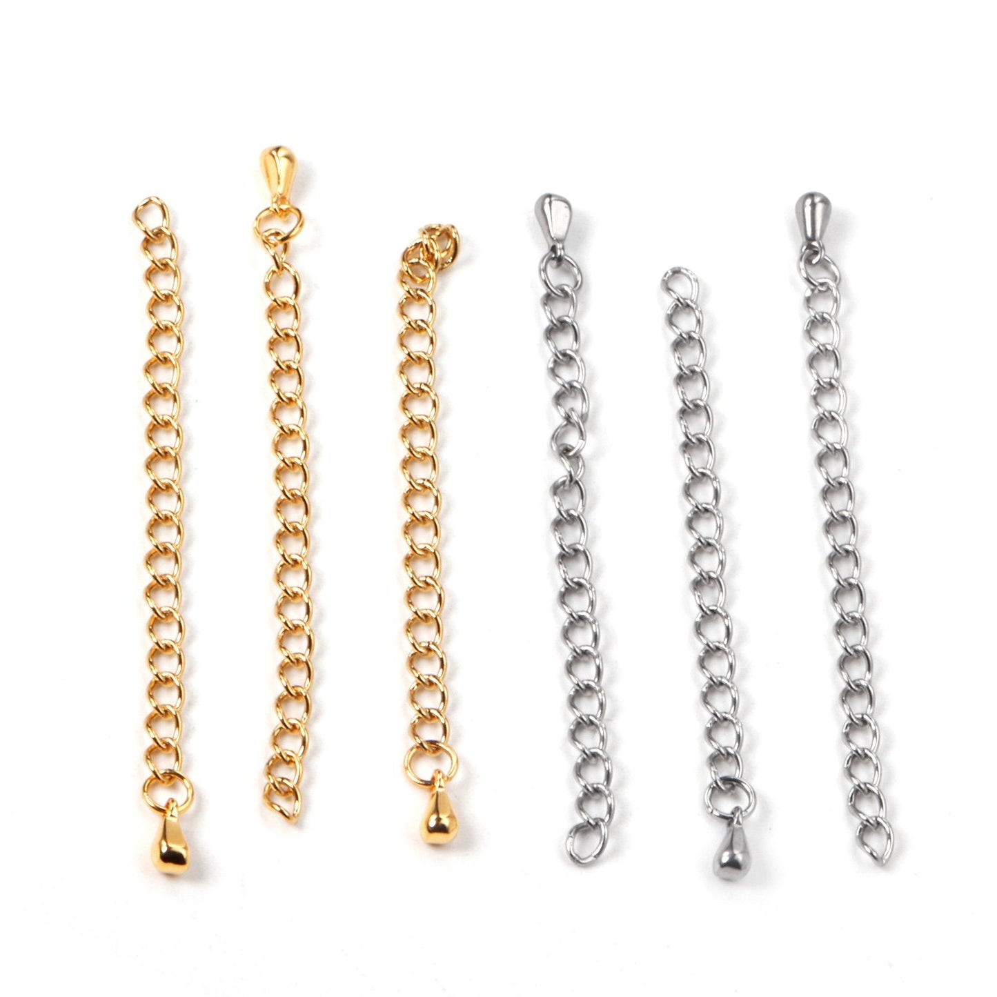ASON 10pcs/lot Stainless Steel Chain Connector 5mm Lengthen The Chain Gold Silver Color Bracelet Necklace DIY Jewelry Accessory