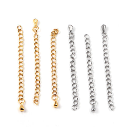 ASON 10pcs/lot Stainless Steel Chain Connector 5mm Lengthen The Chain Gold Silver Color Bracelet Necklace DIY Jewelry Accessory
