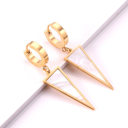 Hoop Earing Korean Style Traingle Shell Stainless Steel Drop Earrings Fashion Jewelry2020 Set For Women Brinco