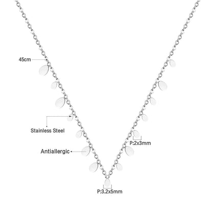 ASON New Stainless Steel Water Drop Shape Pendant Collier Bijoux Gold Color Choker Necklace Accessories Friend Gift Jewelry