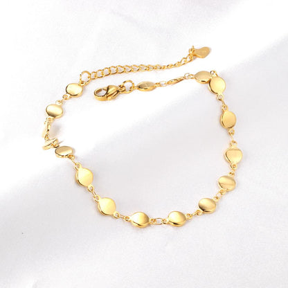 ASON Trendy Round Charm Anklet 316L Stainless Steel Foot Chain with Extender 24+5cm for Women Beach Jewelry Party Gift