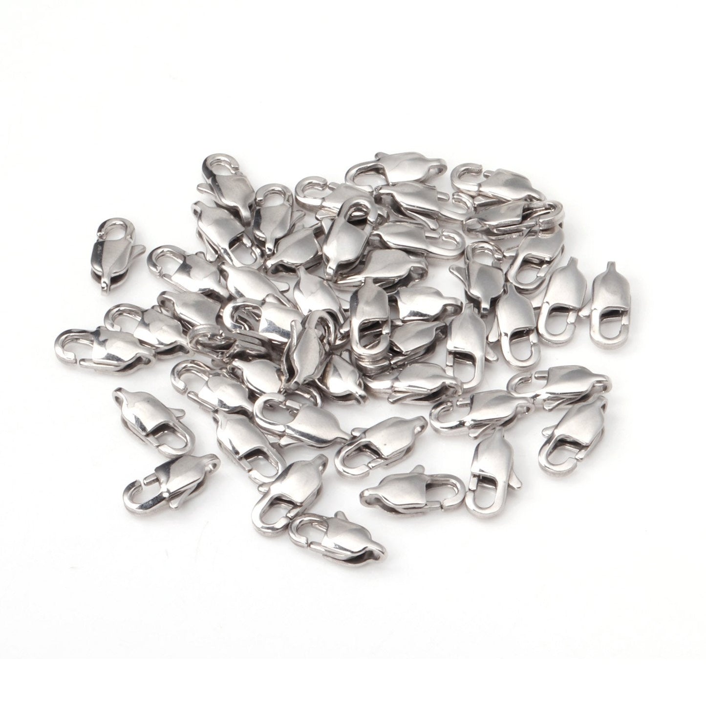 ASON 50/pcs Gold/Silver Color Stainless Steel Lobster Clasp for Necklace Bracelet Findings Connector DIY Jewelry Making Supplies