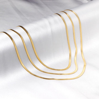 Wholesale Triple Chain Flat Snake Chains Collier For Women Collar 18K Gold Plated Luxury Necklaces Chain Bohemia Trendy 2025