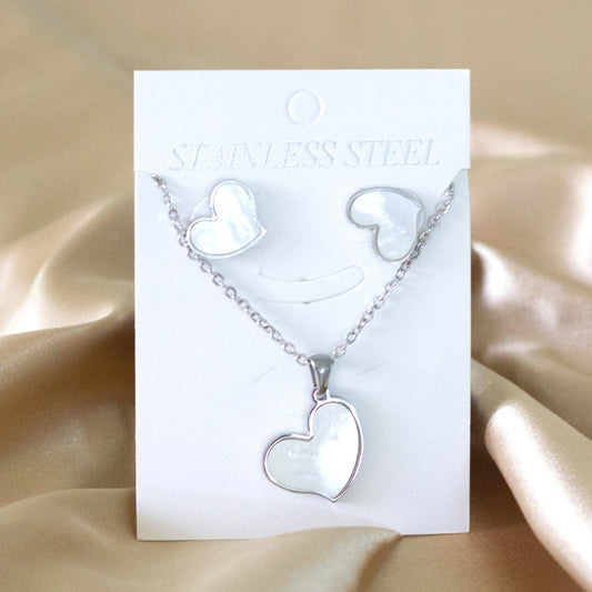 Heart Jewelry Set Stainless Steel Necklaces Sets For Woman Heart Choker Necklace Earrings Jewelry Sets bijoux femme