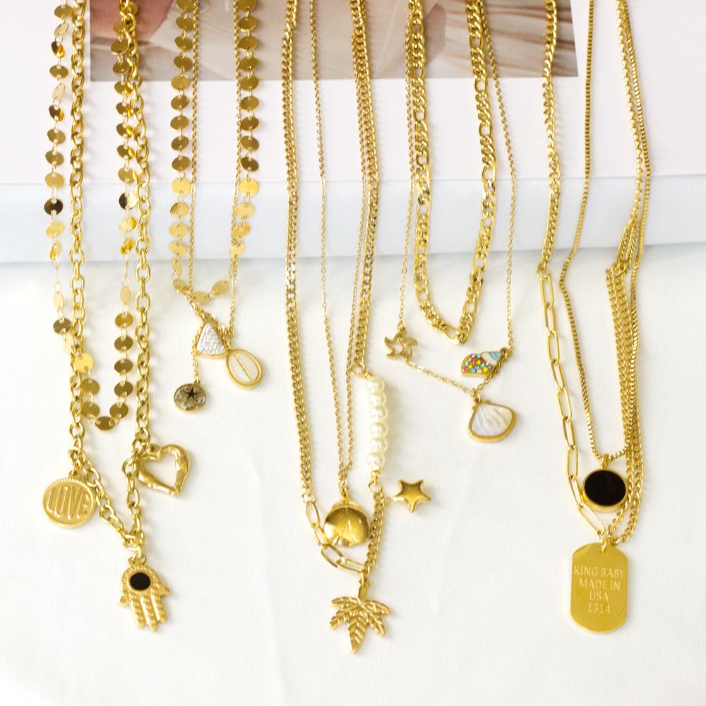 Gothic Multilayer Snake Crystal Necklace Women Gold Color Stainless Steel Double Chain Bohemian 2022 Trendy Jewelry