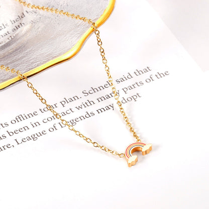 Rainbow Candy Pendant Necklace Women Stainless Steel Jewelry Wholesale Shell Fashion Pendant For Christmas Gifts