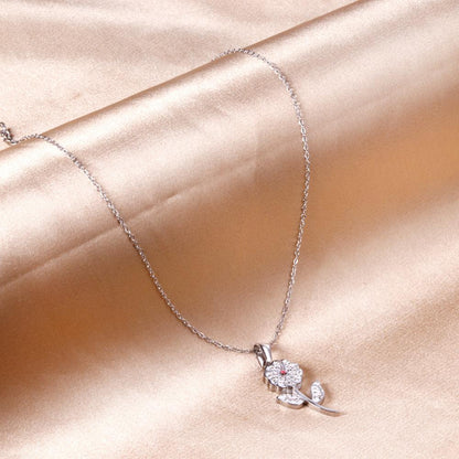 Floral Charm On The Neck Flower Pendant With Zirconia Stone Necklace Elegant Ladies Collar For Girls Gift Friends