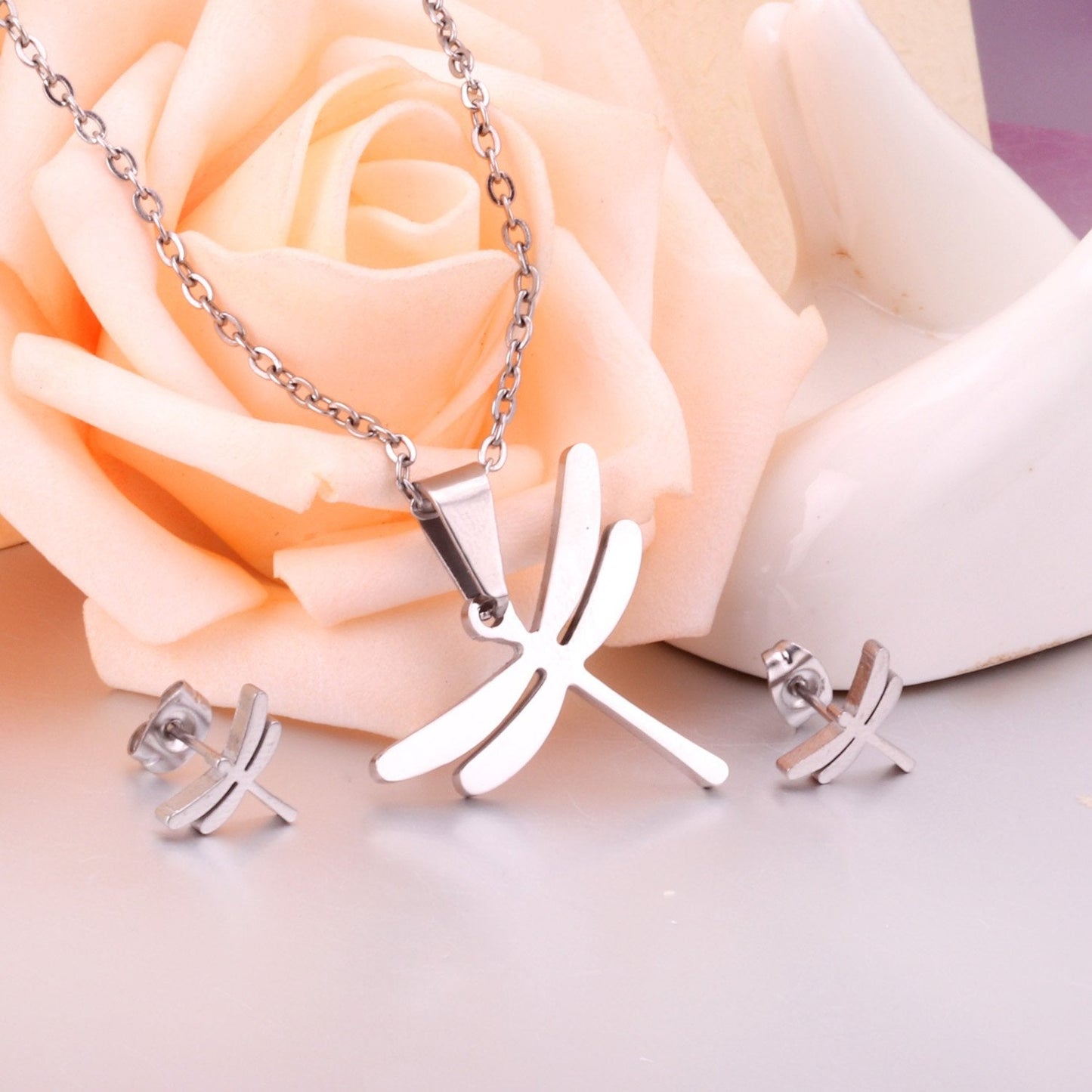 Tree Leaf Jewellery Set Accessories Necklace Earring Stainless Steel Wedding Dubai Indian  Jewelry Sets Free Chain