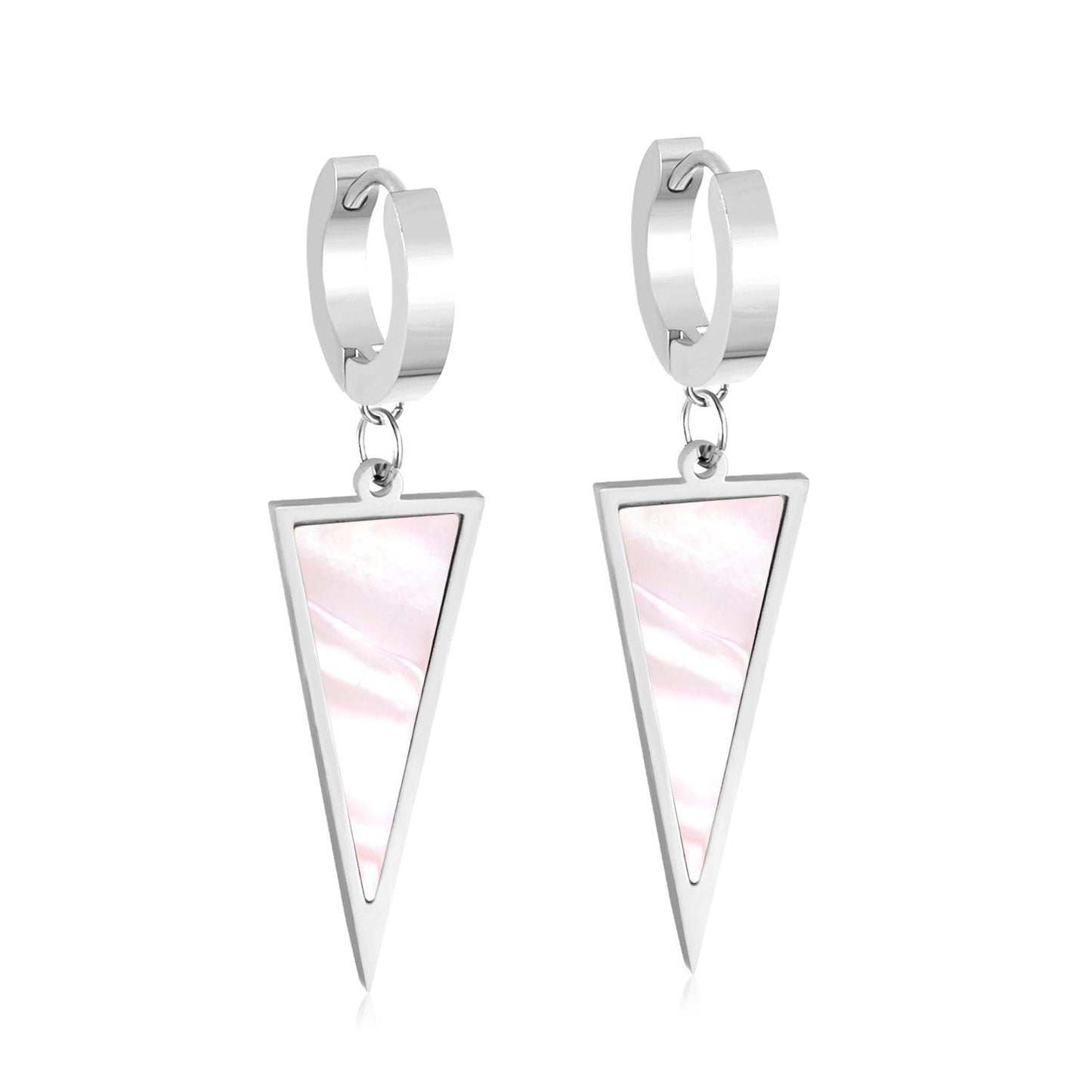 ASON Trendy Style Triangle Shell Drop Earrings for Women Stainless Steel Gold Color Hoop Jewelry Party Daily Wear Piercing