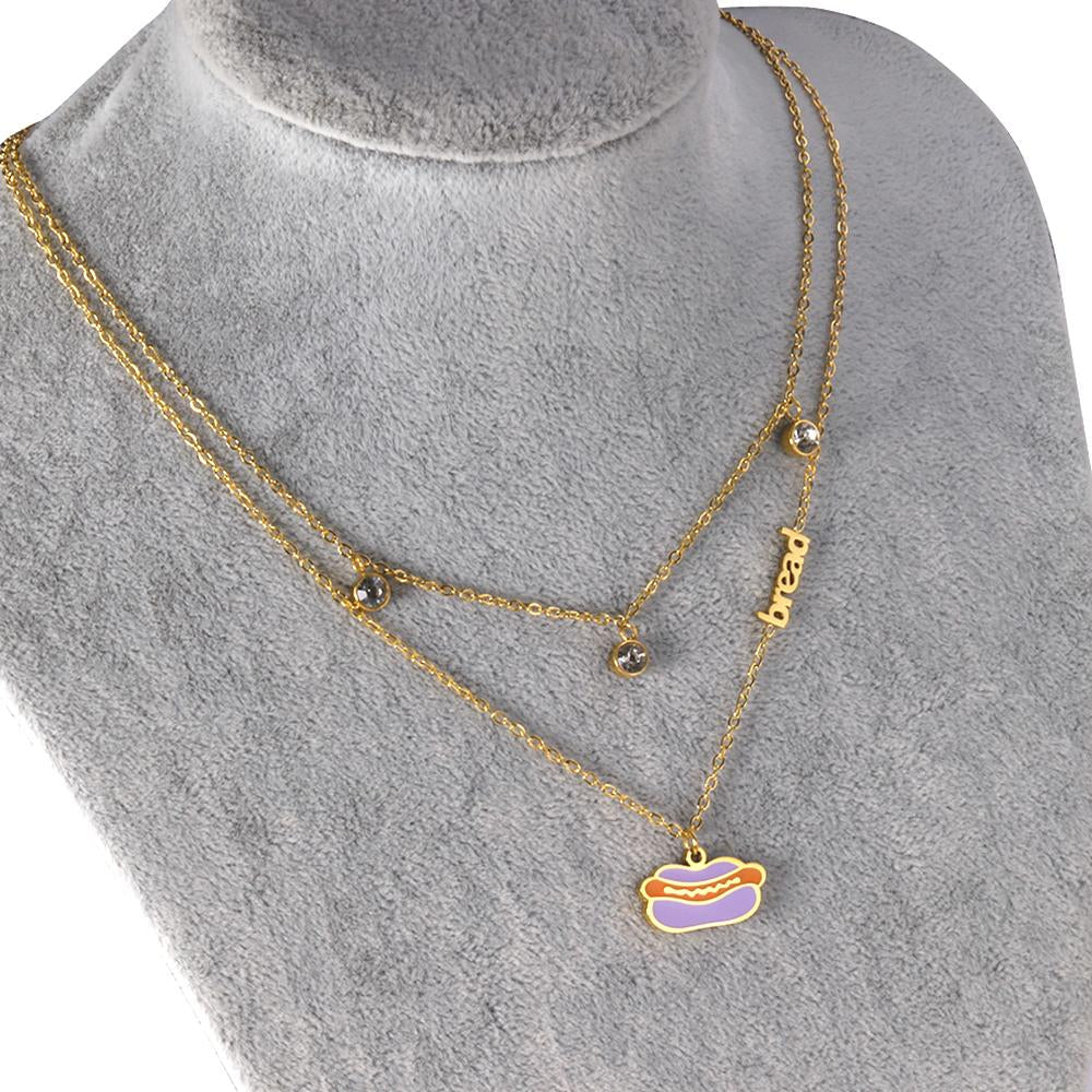 New Arrival Vegetable Food Cartoon Double Chain Pendant Necklace For Girls Fashion Chain Jewellry Necklace choker