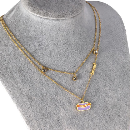 New Arrival Vegetable Food Cartoon Double Chain Pendant Necklace For Girls Fashion Chain Jewellry Necklace choker
