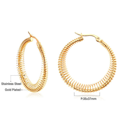 ASON Unique Trendy Piercing Hoop Earrings Gold Color Stainless Steel for Girl Women Daily Wear Accessories Fashion Jewelry