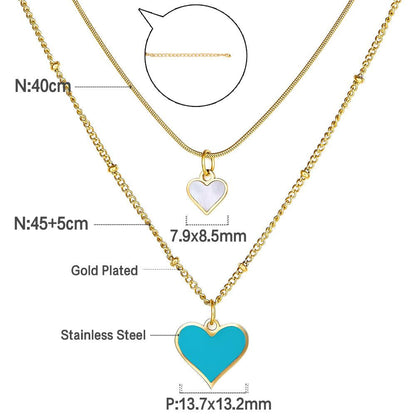 Romantic Heart Pendant Necklaces For Girls Fashion Party Jewellry Couple Necklace Gift Stainless Steel Layer Choker