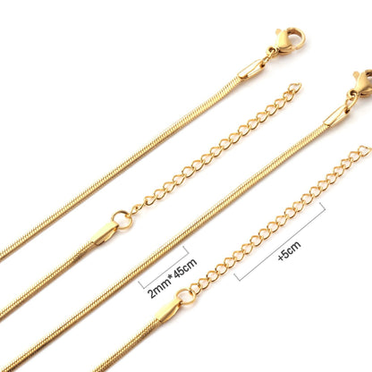 ASON Long Necklace 2022 Collier Female Stainless Steel 2mm Gold Silver Color Trendy Style Snake Extender Chains Necklace Gift