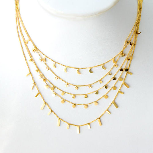 Bohemia Star Collier Elegant Stainless Steel Jewelry Flash Women's Chains Necklaces Office Lady Collars