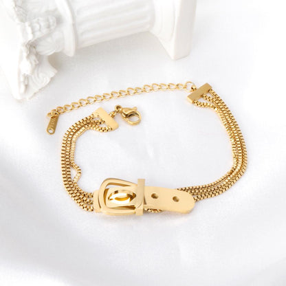 ASON Gold Color Fashion Bracelet 316L Stainless Steel Bangle 16+3cm Extender for Women Men Jewelry Accessories