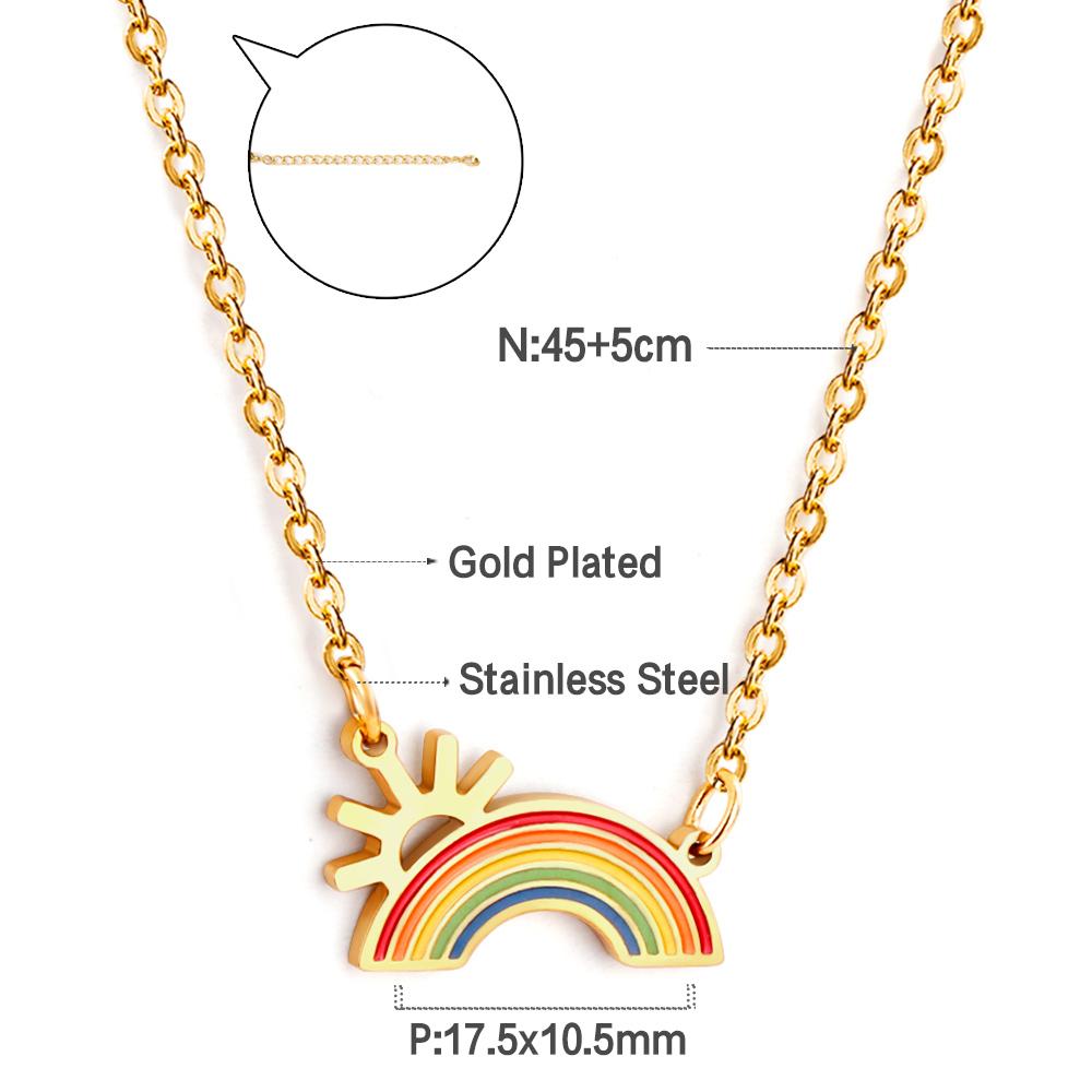 Rainbow Pendant Necklace For Girls Birthday Gifts Summer Lucky Jewelry Colorful Rainbow Charms Collares For Woman