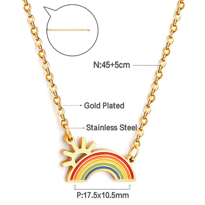 Rainbow Pendant Necklace For Girls Birthday Gifts Summer Lucky Jewelry Colorful Rainbow Charms Collares For Woman