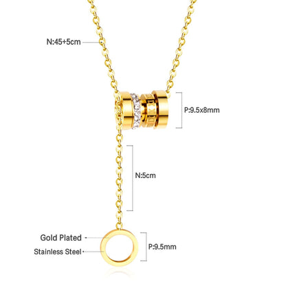 Zircon Round Pendant Stainless Steel Link Chains Necklace For Women Choker Collars Accessories Tassel Jewelry