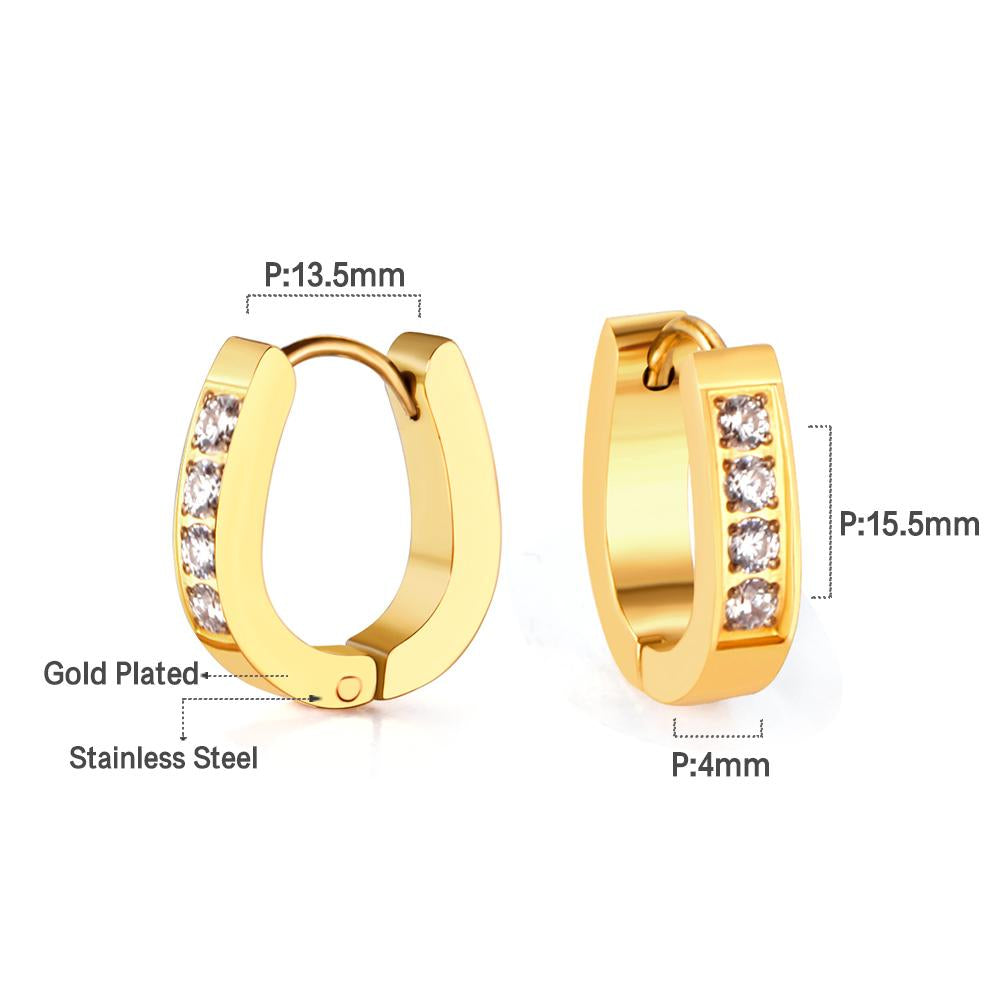 Trendy Oval Shape With Crystal Stainless Steel Ear Hoop Earrings For Women Party Jewellry Steel Earings pendientes
