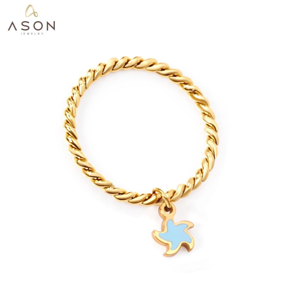 ASON Fashion Star Charm Ring 316L Stainless Steel Gold Color Rings Fashion Jewelry for Women Party Gift Accessories