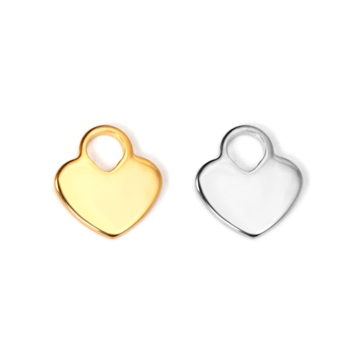 ASON 100pcs/lot Heart Pendant Stainless Steel Love Heart Pendant Gold Silver Color For Necklace Bracelet Jewelry Making Supplies