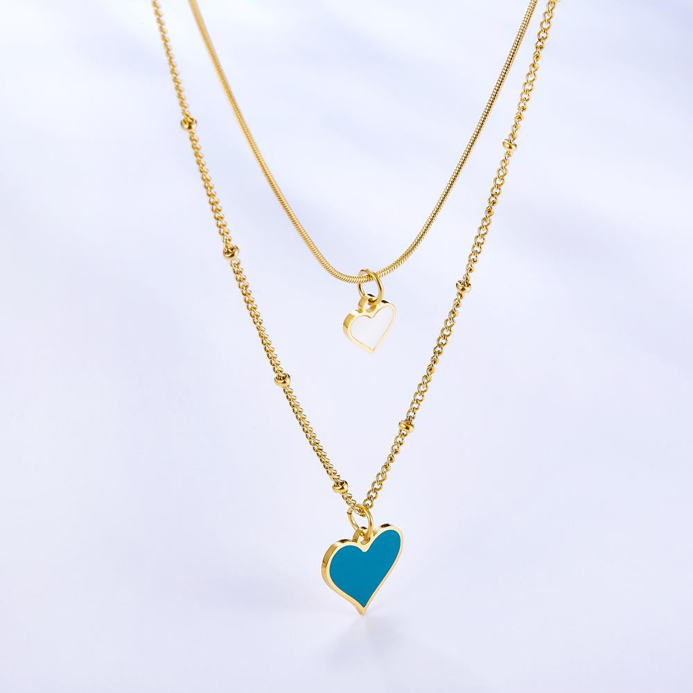 Romantic Heart Pendant Necklaces For Girls Fashion Party Jewellry Couple Necklace Gift Stainless Steel Layer Choker