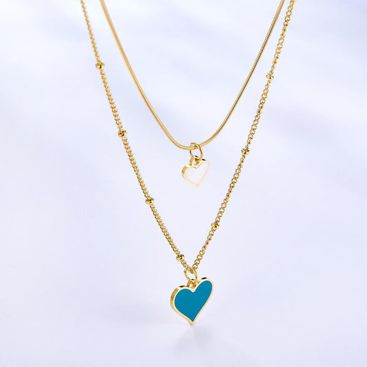 Romantic Heart Pendant Necklaces For Girls Fashion Party Jewellry Couple Necklace Gift Stainless Steel Layer Choker