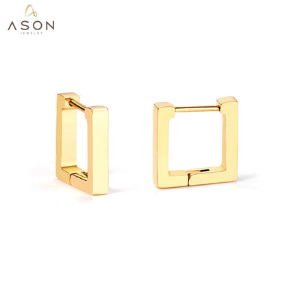 ASON Gold Color Square Rectangle Piercing Hoops Earrings Stainless Steel Geometric Earrings for Women Fashion Jewelry Gift