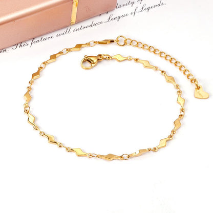 ASON Gold Color Stainless Steel Lightning Shape Chains Anklet For Women Foot Summer Beach Fashion Jewelry Accessories Gift