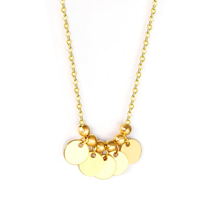 Pendant Gothic Stainless Steel Round Sequins Necklaces For Female Trendy Jewelry Gold Chain Necklace collier femme