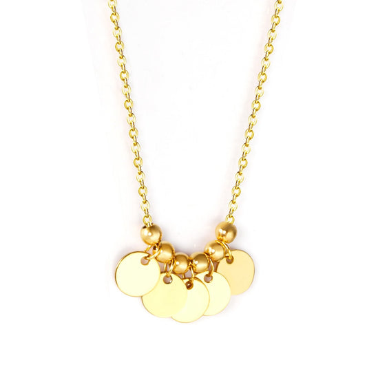 Pendant Gothic Stainless Steel Round Sequins Necklaces For Female Trendy Jewelry Gold Chain Necklace collier femme