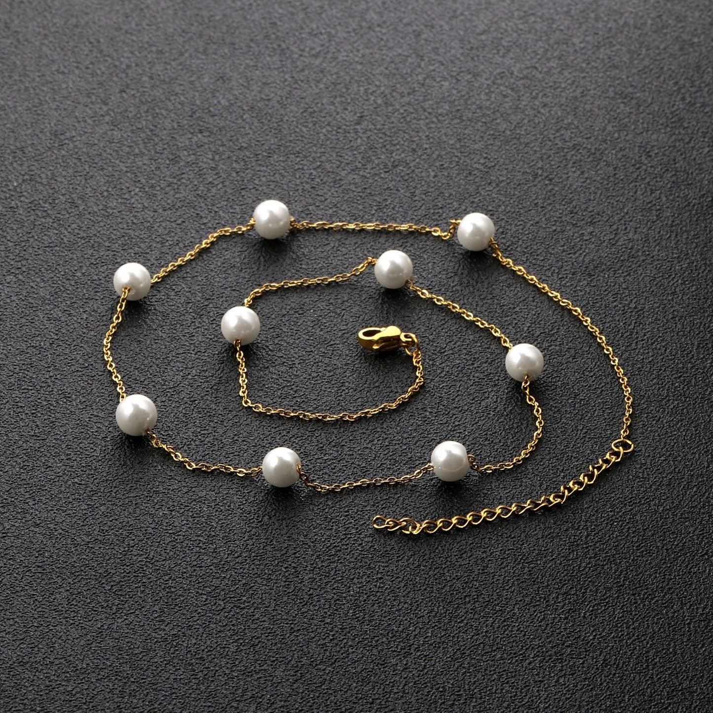 Gold Fake Pearl 6mm Pendant Link Chain 2021 Choker Necklace Women Jewelry Stainless Steel Babygirl Necklaces Set