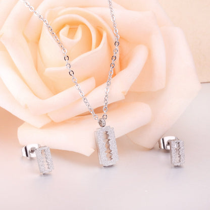 Fashion Frost Gold Pendant Necklace Set for Women Stainless Steel Jewellry Sets Wedding Necklace Set parures bijoux